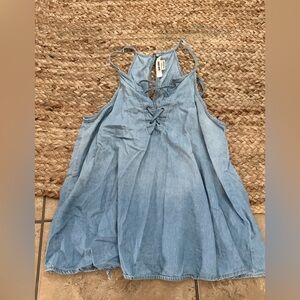 DENIM LACE UP TANK BLOUSE